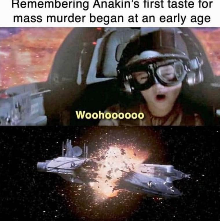 This meme is a humorous reference to the Star Wars franchise. It features a screenshot of Anakin Skywalker (Darth Vader's prequel persona) from the movie "Star Wars: Episode III - Revenge of the Sith". The text "In 2-3 sentences, describe this meme for someone who cannot see it" is a meta-joke, and the actual meme text is "In 2-3 sentences, describe this meme for someone who cannot see it. I am Anakin Skywalker, I killed the Jedi, and I did it because of my fear of loss."
